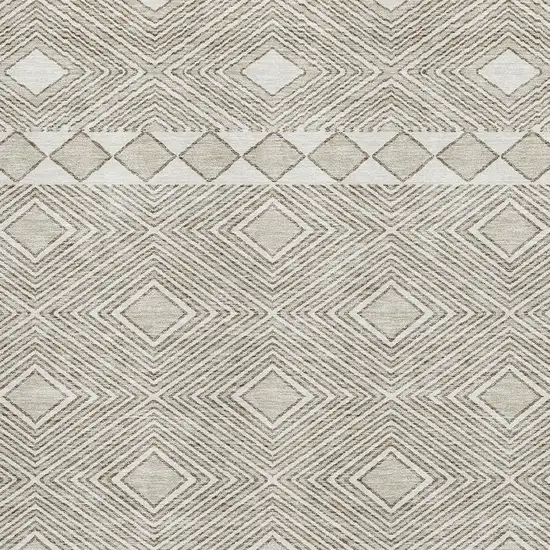 Taupe And Beige Geometric Washable Area Rug With UV Protection Photo 3