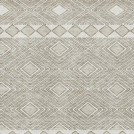 Taupe And Beige Geometric Washable Area Rug With UV Protection Photo 3