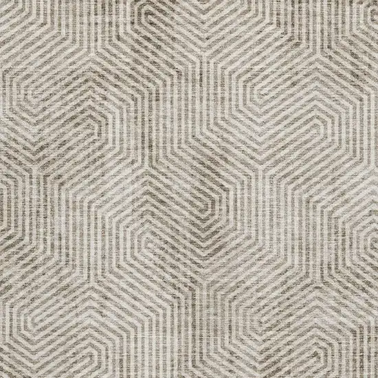 Taupe And Beige Geometric Washable Area Rug With UV Protection Photo 3