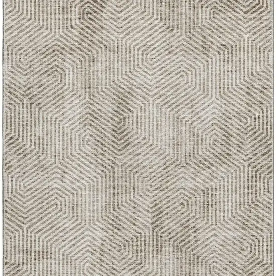 Taupe And Beige Geometric Washable Area Rug With UV Protection Photo 4
