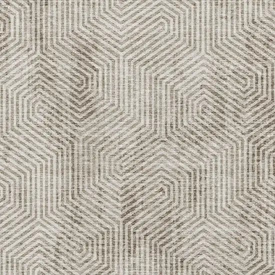Taupe And Beige Geometric Washable Area Rug With UV Protection Photo 3