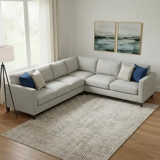 Taupe And Beige Geometric Washable Area Rug With UV Protection Photo 1