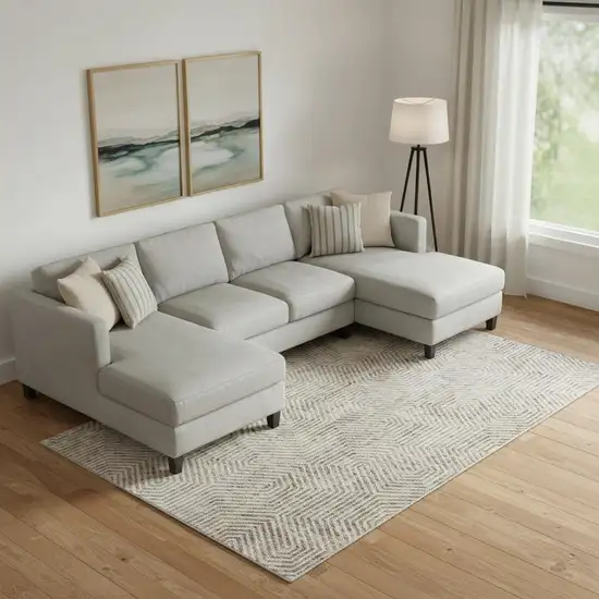 Taupe And Beige Geometric Washable Area Rug With UV Protection Photo 1