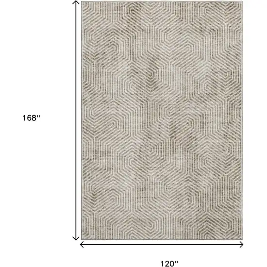 Taupe And Beige Geometric Washable Area Rug With UV Protection Photo 3