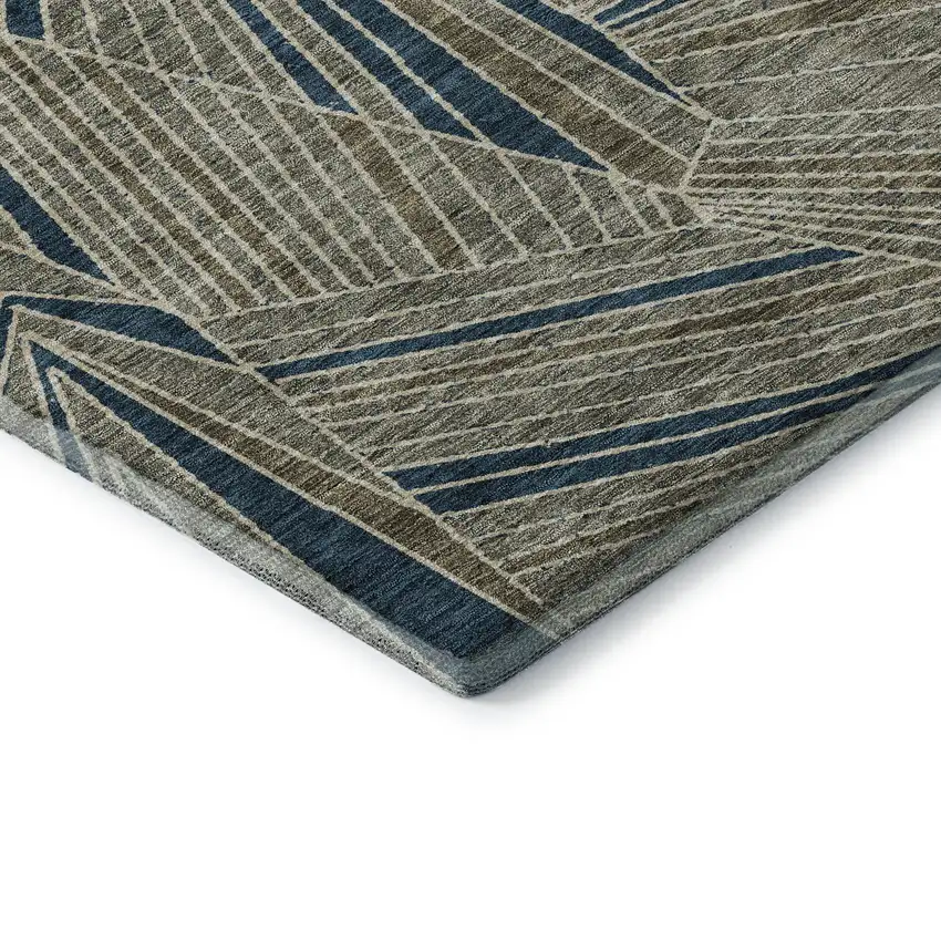 Taupe And Beige Geometric Washable Area Rug With UV Protection Photo 8