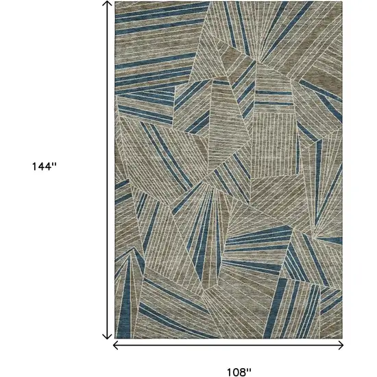 Taupe And Beige Geometric Washable Area Rug With UV Protection Photo 3