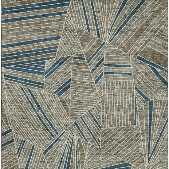 Taupe And Beige Geometric Washable Area Rug With UV Protection Photo 4