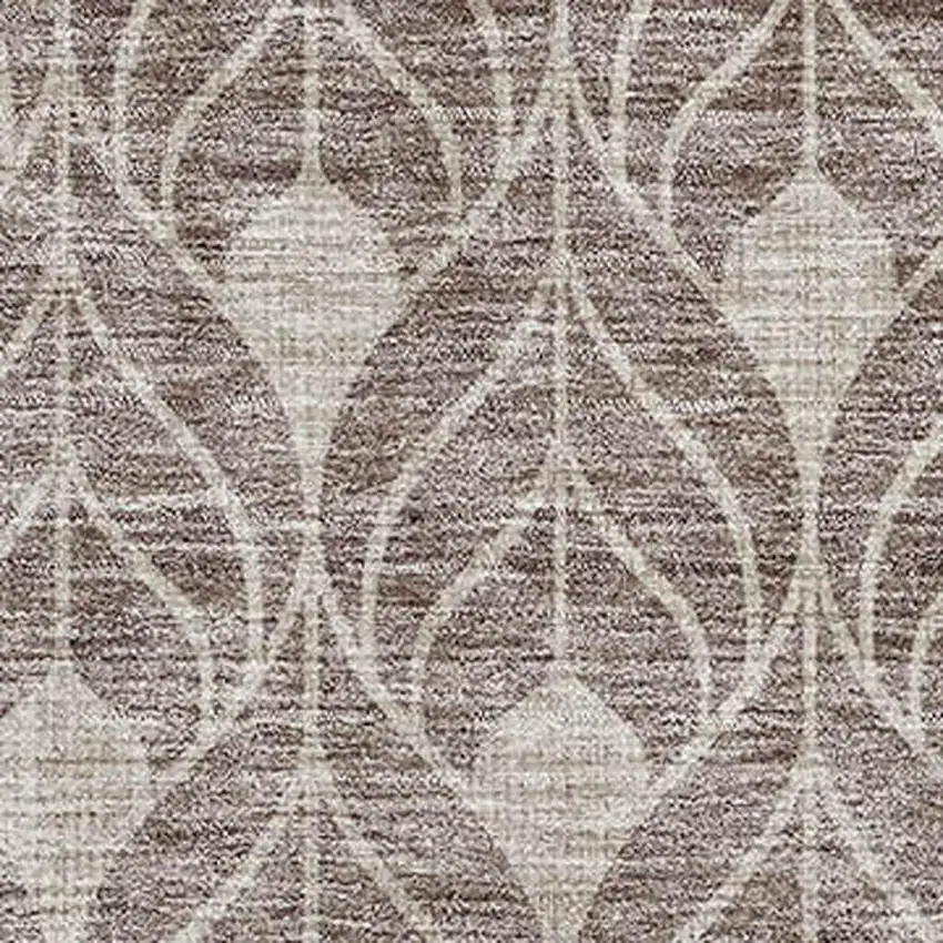 Taupe And Beige Geometric Washable Area Rug With UV Protection Photo 2