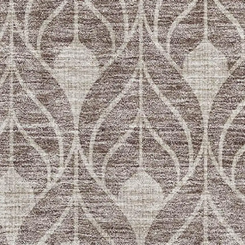 Taupe And Beige Geometric Washable Area Rug With UV Protection Photo 2