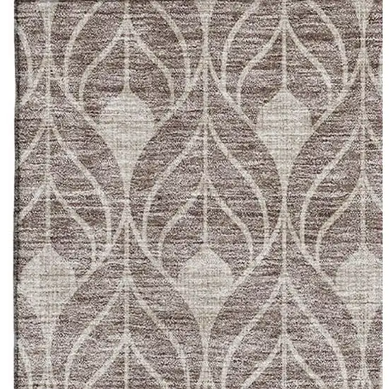 Taupe And Beige Geometric Washable Area Rug With UV Protection Photo 2