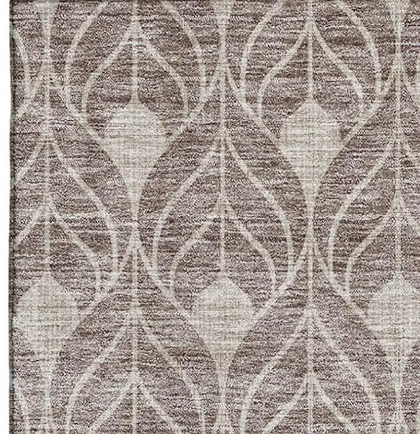Taupe And Beige Geometric Washable Area Rug With UV Protection Photo 2