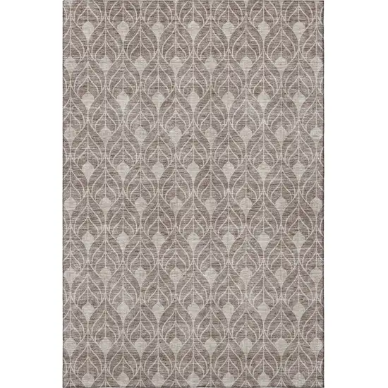 Taupe And Beige Geometric Washable Area Rug With UV Protection Photo 3
