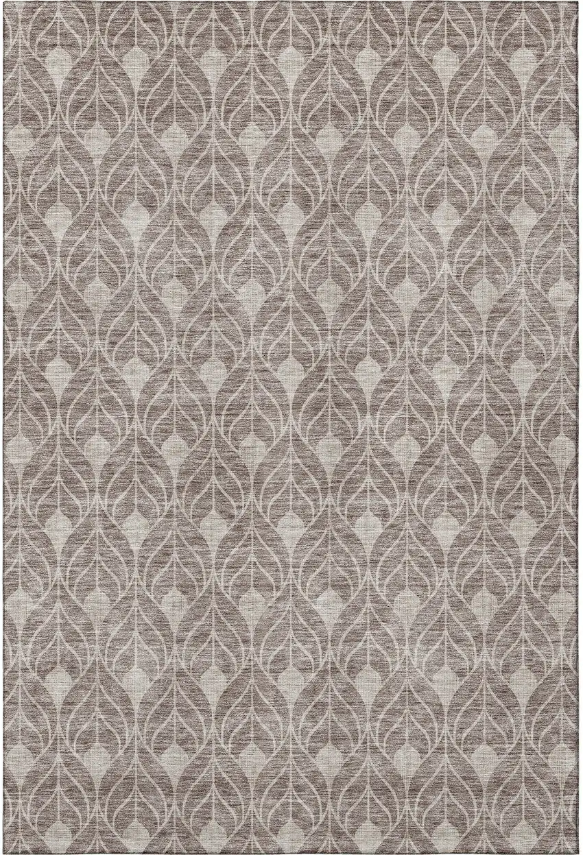 Taupe And Beige Geometric Washable Area Rug With UV Protection Photo 3