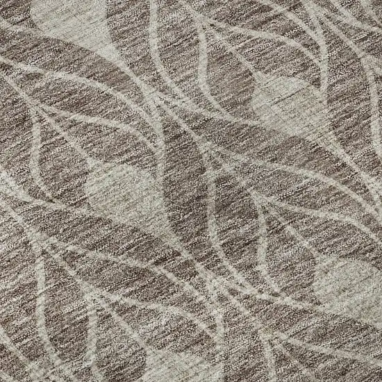 Taupe And Beige Geometric Washable Area Rug With UV Protection Photo 9