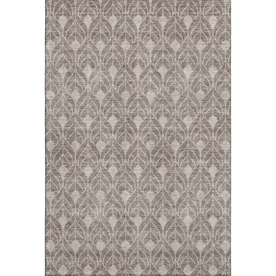 Taupe And Beige Geometric Washable Area Rug With UV Protection Photo 1
