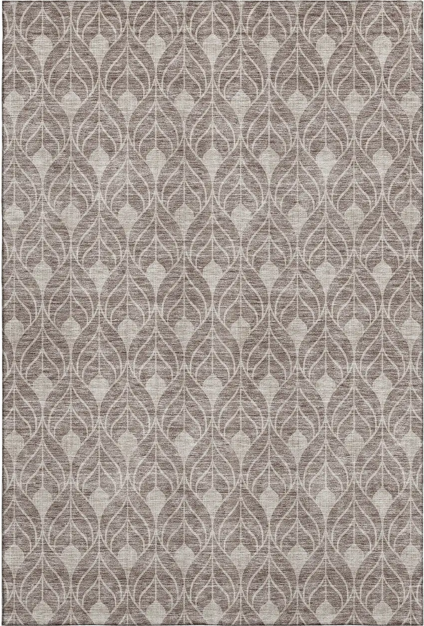 Taupe And Beige Geometric Washable Area Rug With UV Protection Photo 1