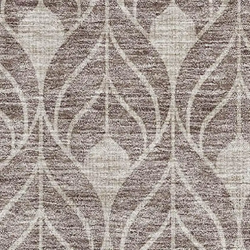 Taupe And Beige Geometric Washable Area Rug With UV Protection Photo 2