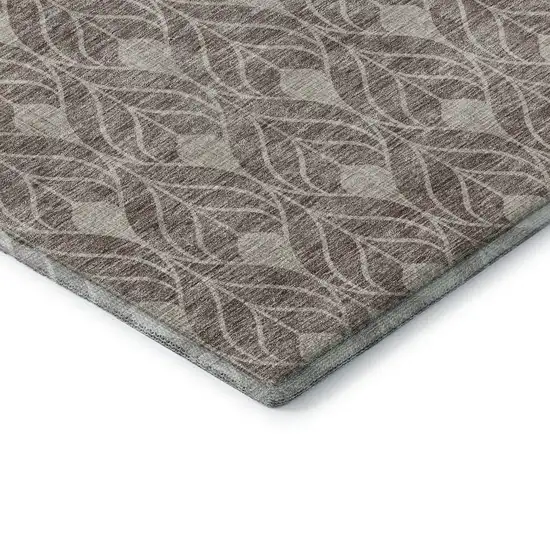 Taupe And Beige Geometric Washable Area Rug With UV Protection Photo 7