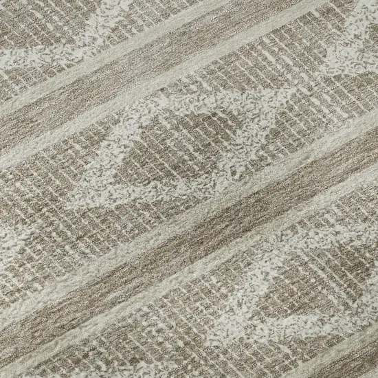 Taupe And Beige Geometric Washable Area Rug With UV Protection Photo 9