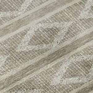 Photo of Taupe And Beige Geometric Washable Area Rug With UV Protection