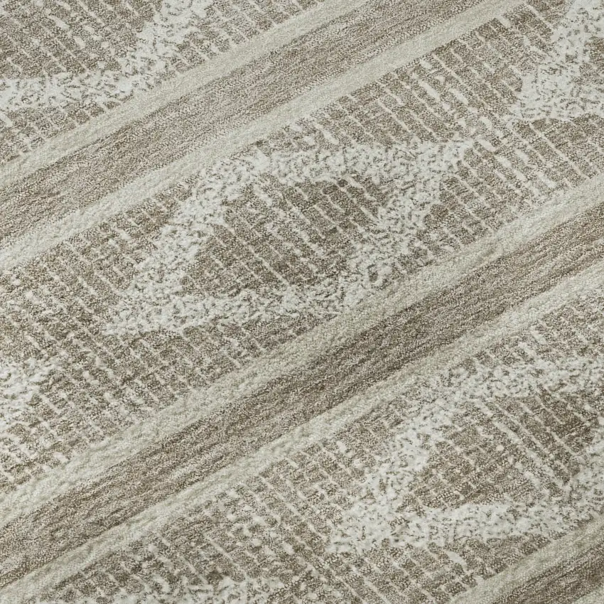 Taupe And Beige Geometric Washable Area Rug With UV Protection Photo 8