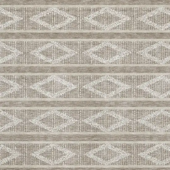Taupe And Beige Geometric Washable Area Rug With UV Protection Photo 2
