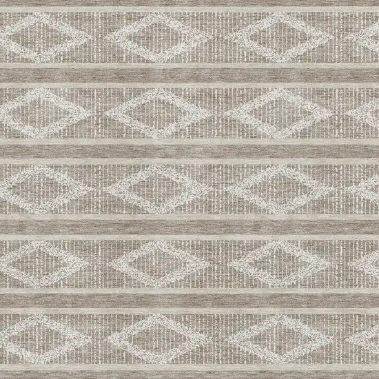 Taupe And Beige Geometric Washable Area Rug With UV Protection Photo 2