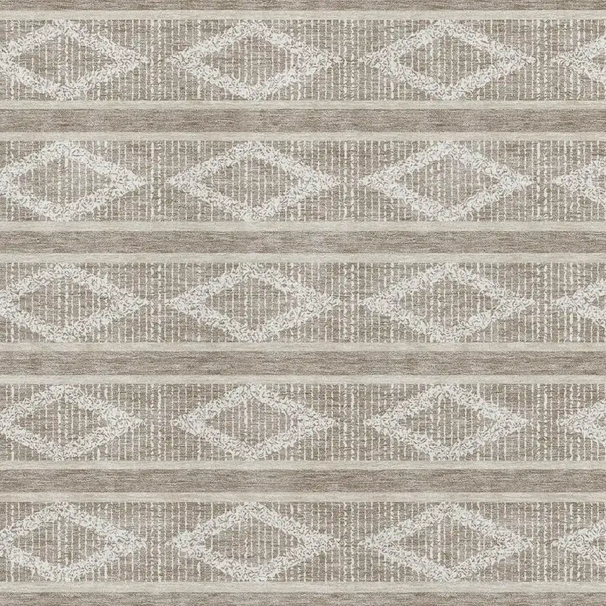 Taupe And Beige Geometric Washable Area Rug With UV Protection Photo 2