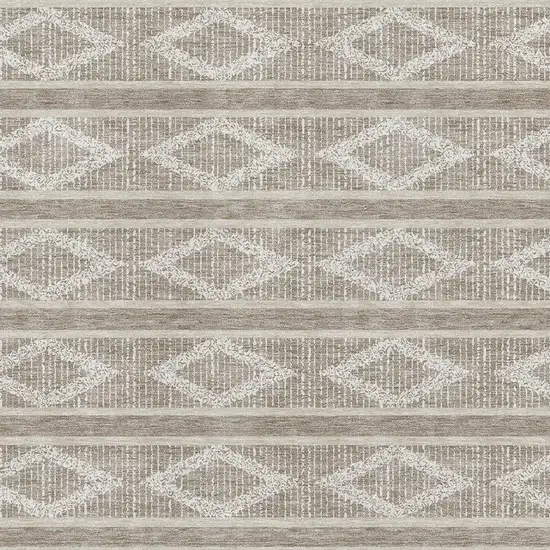 Taupe And Beige Geometric Washable Area Rug With UV Protection Photo 2