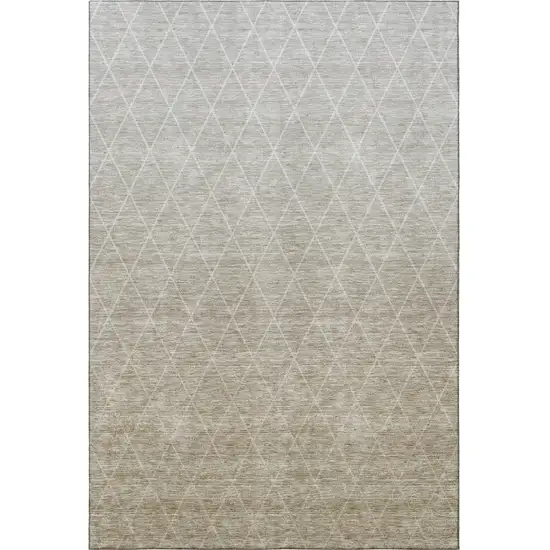Taupe And Beige Geometric Washable Area Rug With UV Protection Photo 3