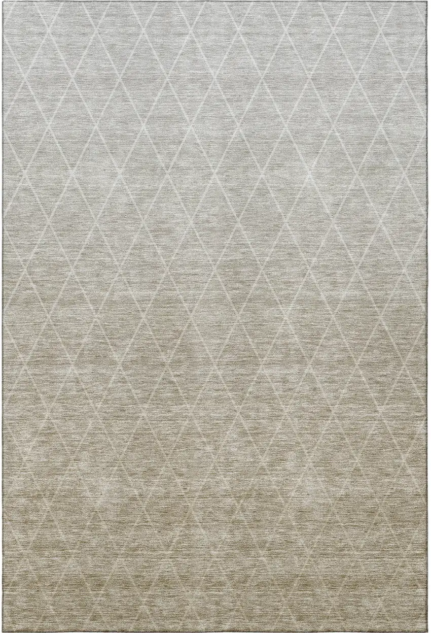 Taupe And Beige Geometric Washable Area Rug With UV Protection Photo 3