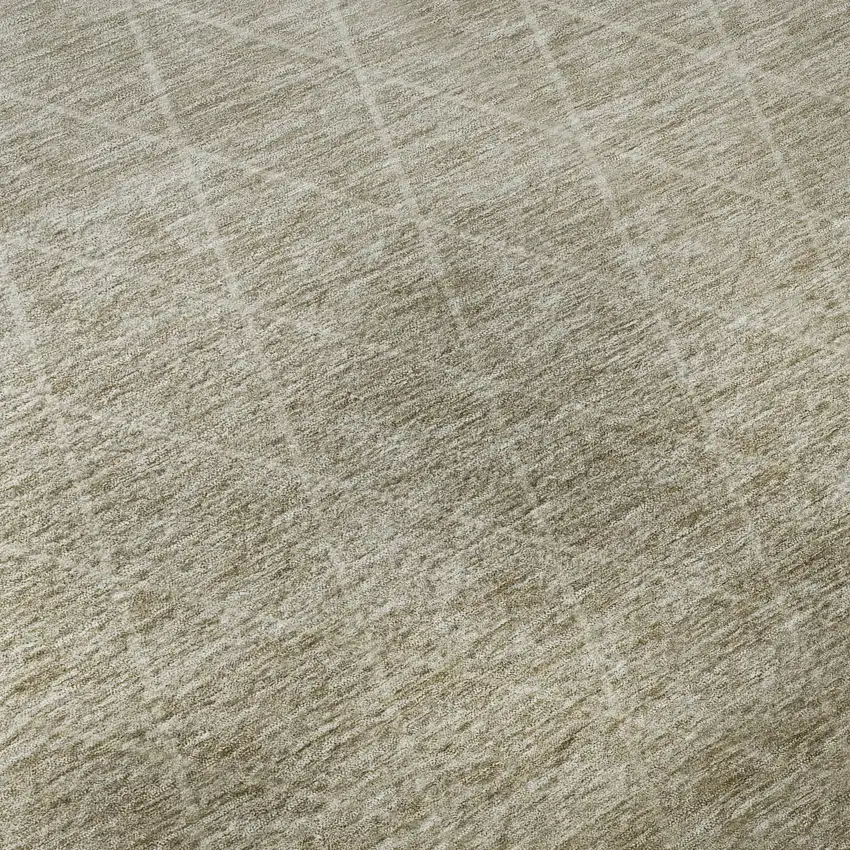 Taupe And Beige Geometric Washable Area Rug With UV Protection Photo 9