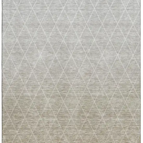 Taupe And Beige Geometric Washable Area Rug With UV Protection Photo 3