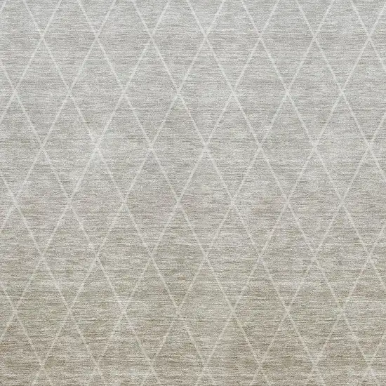 Taupe And Beige Geometric Washable Area Rug With UV Protection Photo 2