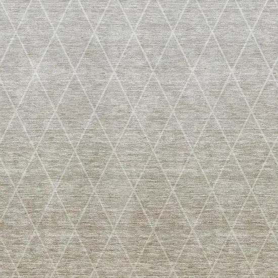 Taupe And Beige Geometric Washable Area Rug With UV Protection Photo 3