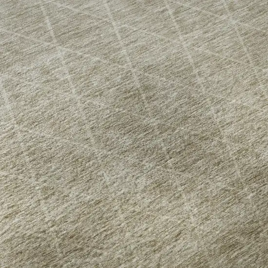 Taupe And Beige Geometric Washable Area Rug With UV Protection Photo 9