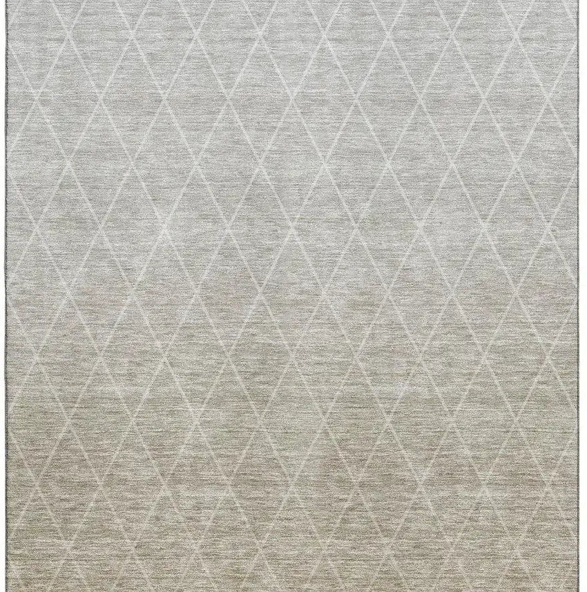 Taupe And Beige Geometric Washable Area Rug With UV Protection Photo 3