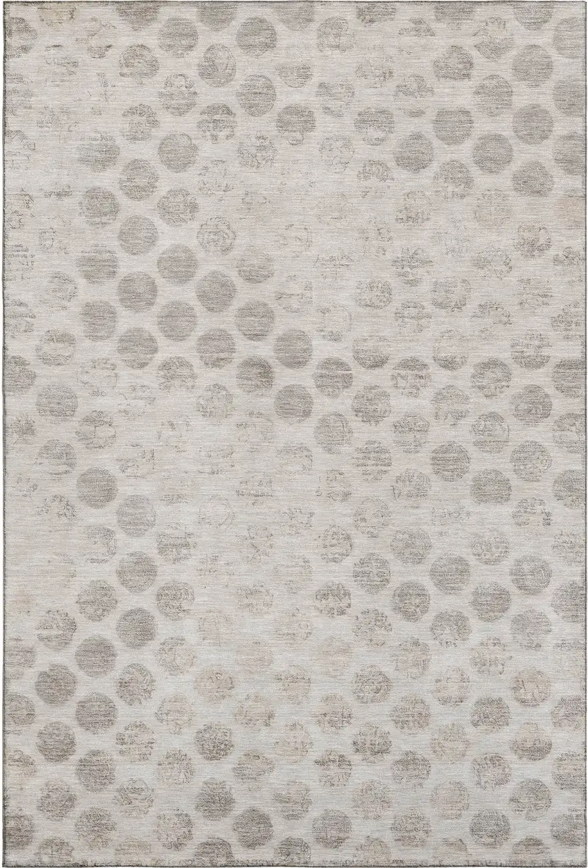 Taupe And Beige Geometric Washable Area Rug With UV Protection Photo 1