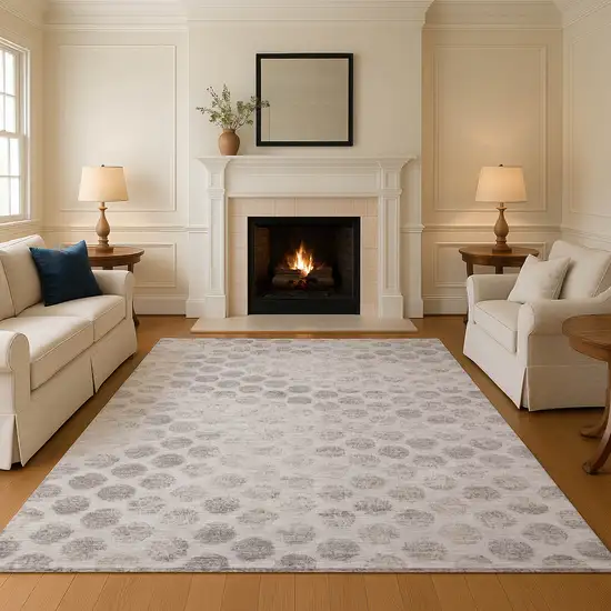 Taupe And Beige Geometric Washable Area Rug With UV Protection Photo 4