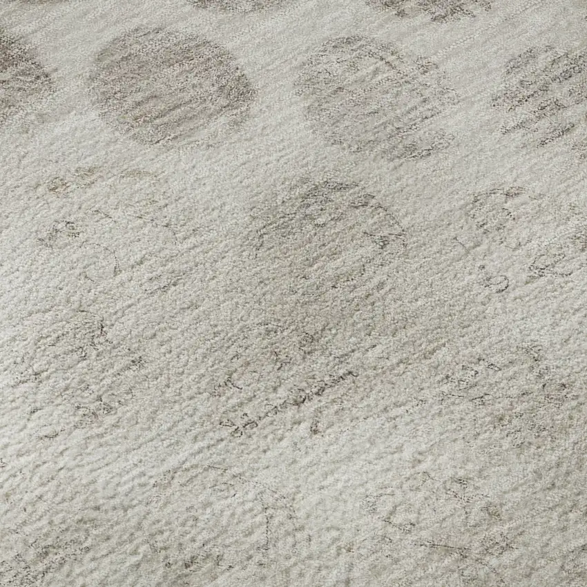 Taupe And Beige Geometric Washable Area Rug With UV Protection Photo 9