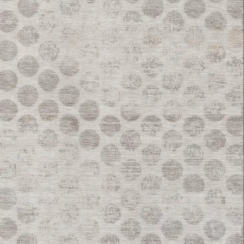 Taupe And Beige Geometric Washable Area Rug With UV Protection Photo 2