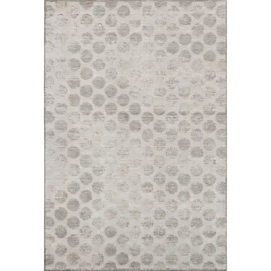 Taupe And Beige Geometric Washable Area Rug With UV Protection Photo 1