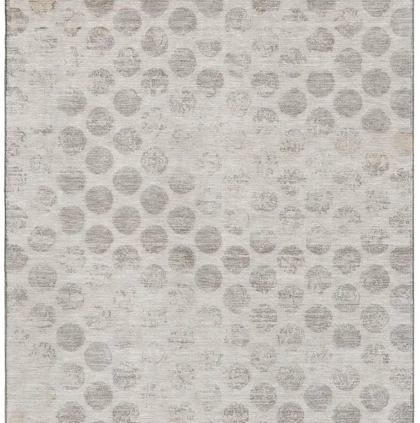 Taupe And Beige Geometric Washable Area Rug With UV Protection Photo 3