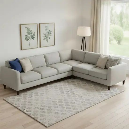 Taupe And Beige Geometric Washable Area Rug With UV Protection Photo 2