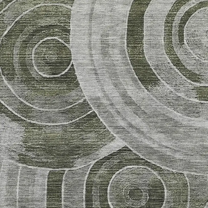 Taupe And Beige Geometric Washable Area Rug With UV Protection Photo 2