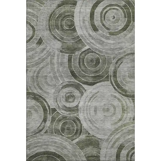 Taupe And Beige Geometric Washable Area Rug With UV Protection Photo 1
