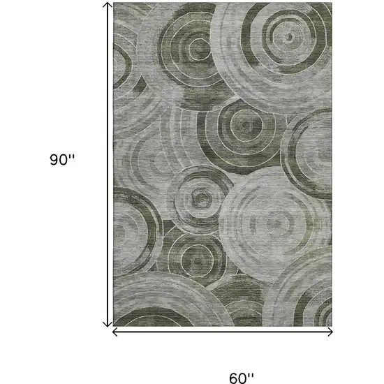 Taupe And Beige Geometric Washable Area Rug With UV Protection Photo 9