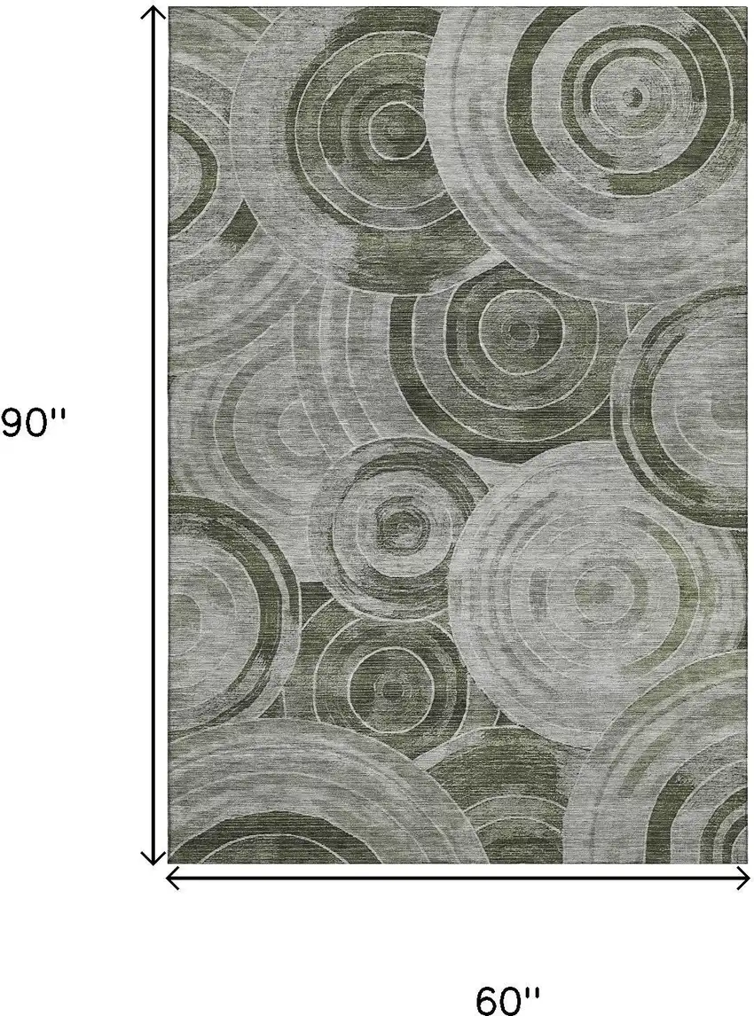 Taupe And Beige Geometric Washable Area Rug With UV Protection Photo 9