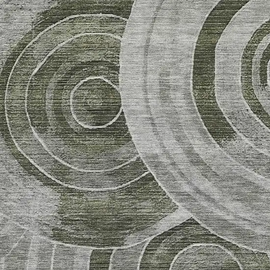 Taupe And Beige Geometric Washable Area Rug With UV Protection Photo 2