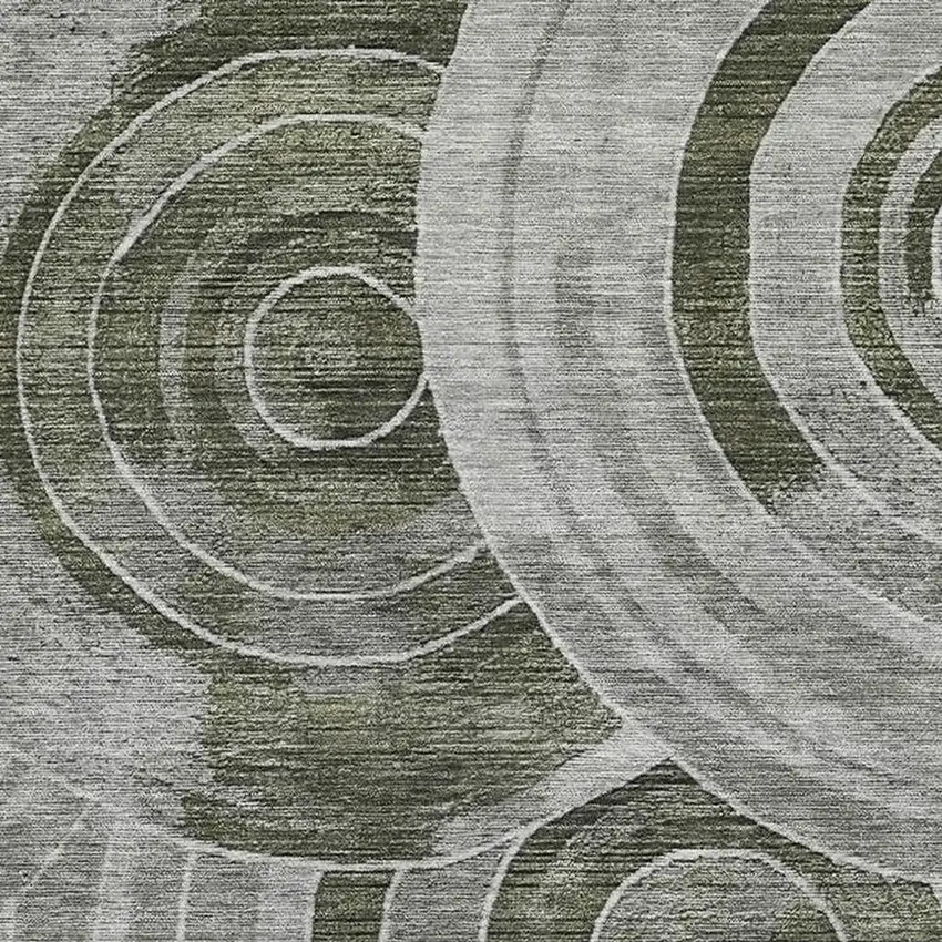 Taupe And Beige Geometric Washable Area Rug With UV Protection Photo 2